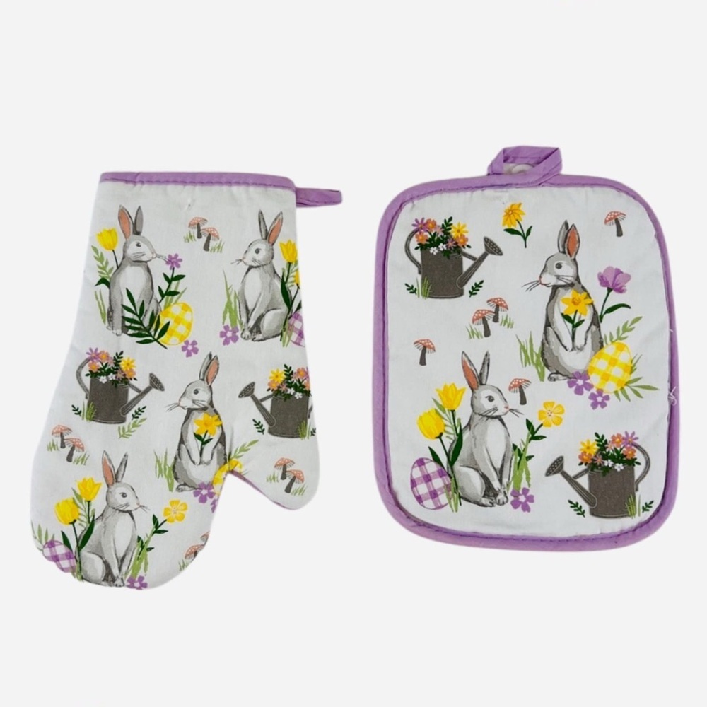 Easter Bunny Pot Holder and Oven Mitt
